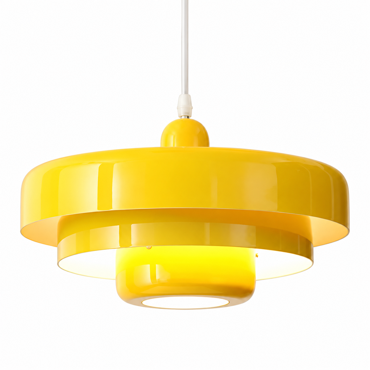Bauhaus tiered iron pendant light in yellow