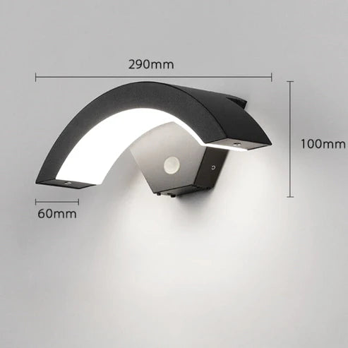 black curved wall lamp