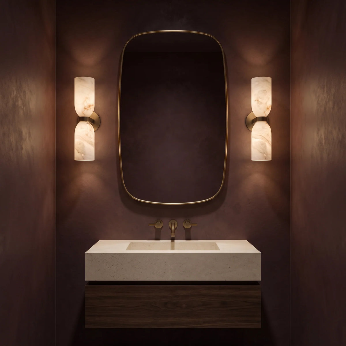 double alabaster wall light