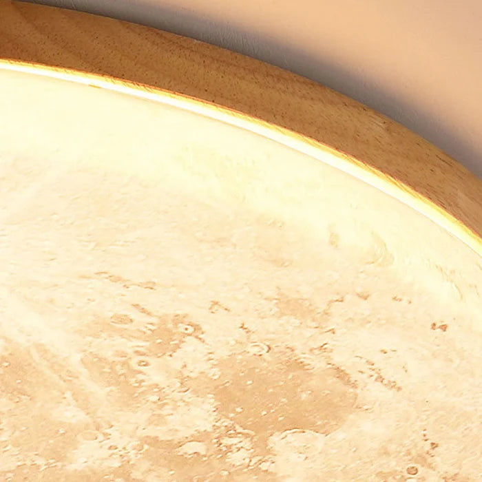 Moon LED ceiling light in wood and acrylic