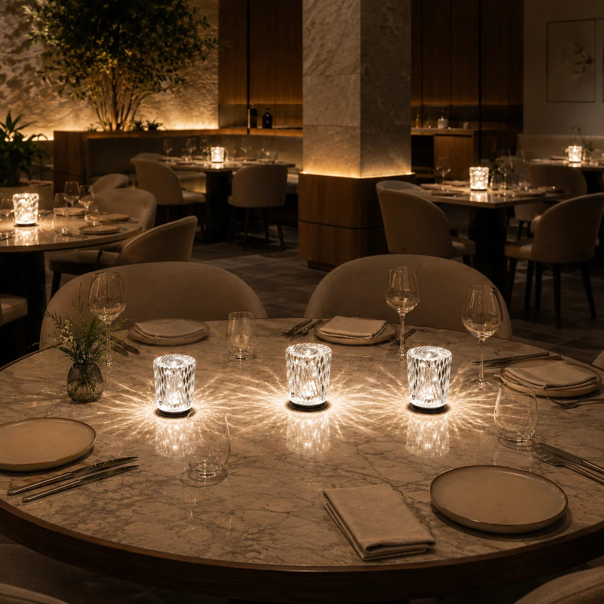 A table set with light
