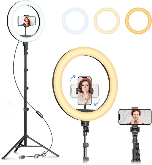 LED Ring Light with Tripod Stand and Phone Holder