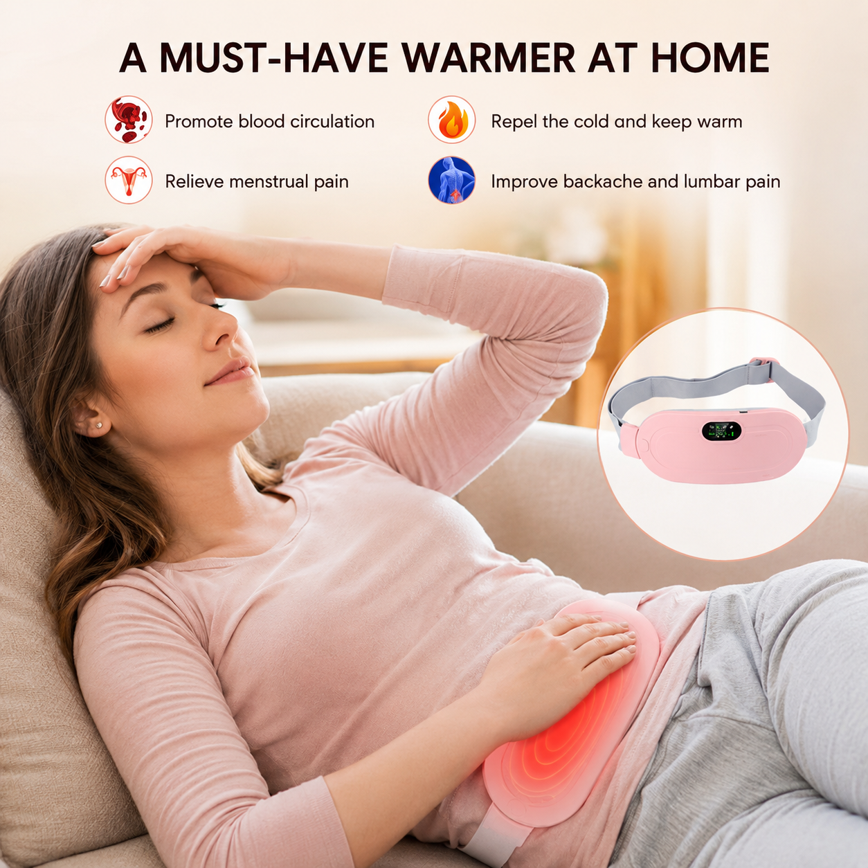 adjustable heat waist massager