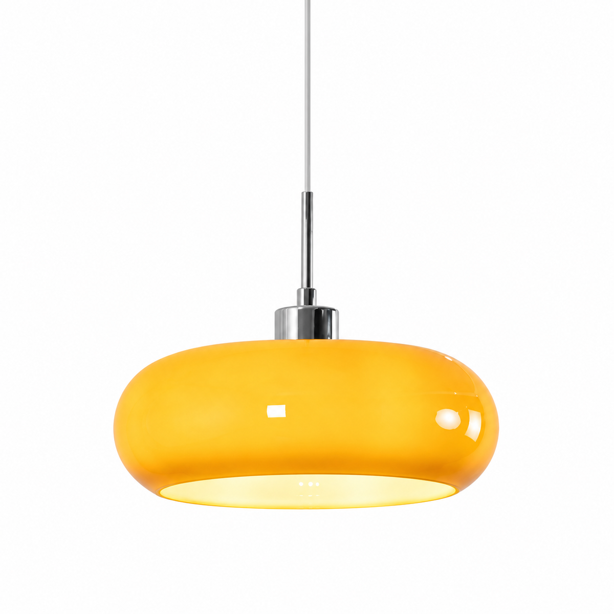 Bauhaus rounded glass pendant light in orange
