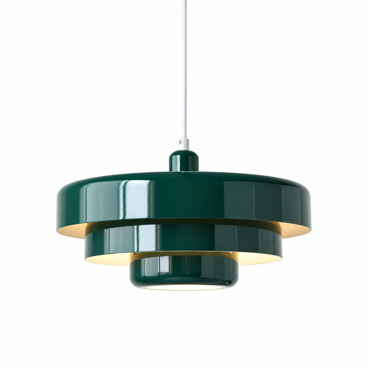 Bauhaus tiered iron pendant light in green