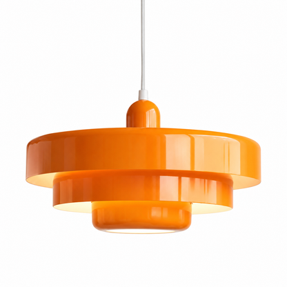 Bauhaus tiered iron pendant light in orange