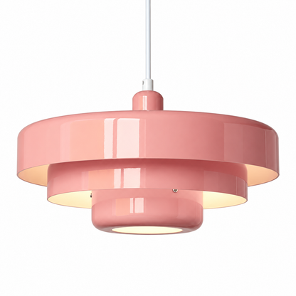 Bauhaus tiered iron pendant light in pink