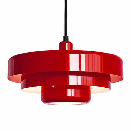 Bauhaus tiered iron pendant light in red