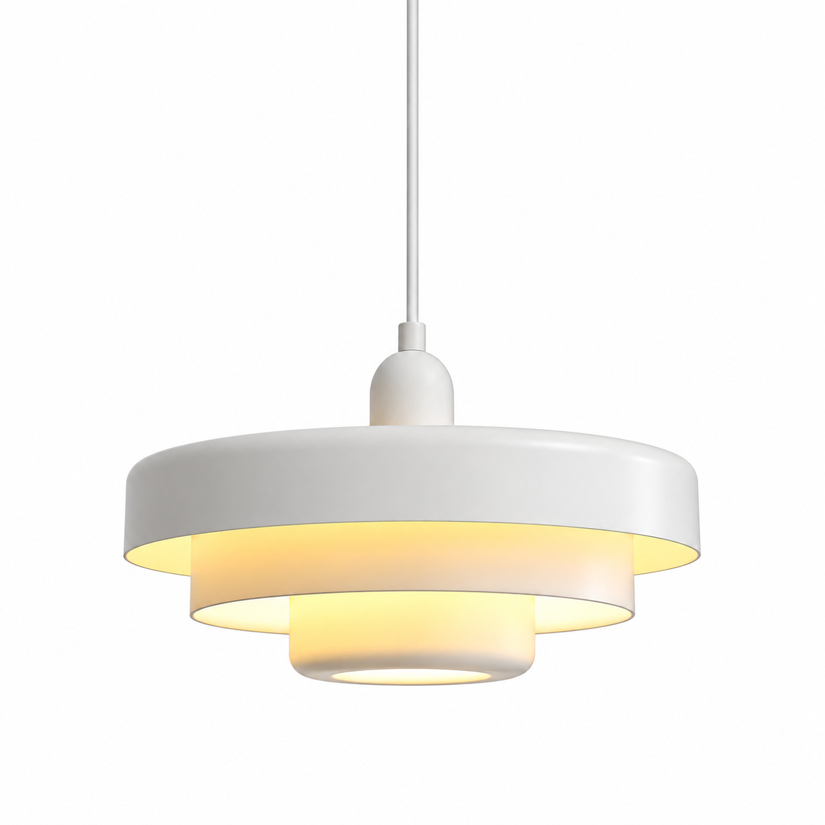 Bauhaus tiered iron pendant light in white