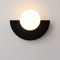 Modern Globe Wall Light with Black Half Round Base