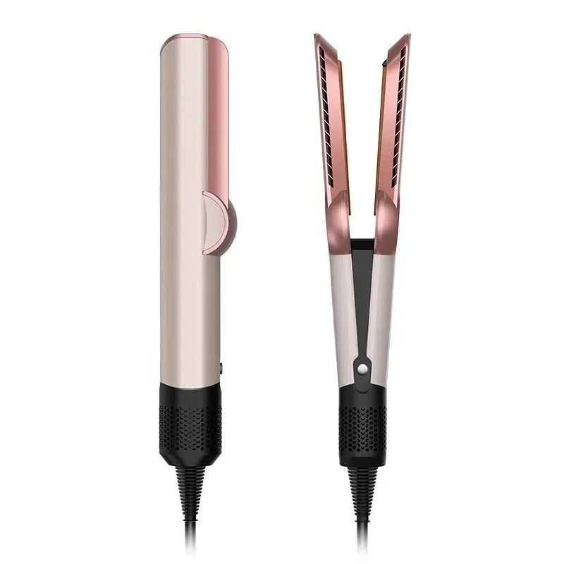 Hair straightening iron with plates