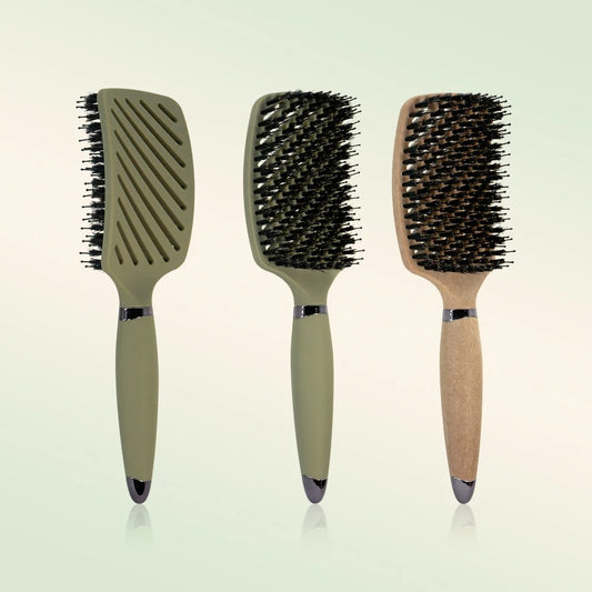 Mixed bristle paddle hair brush