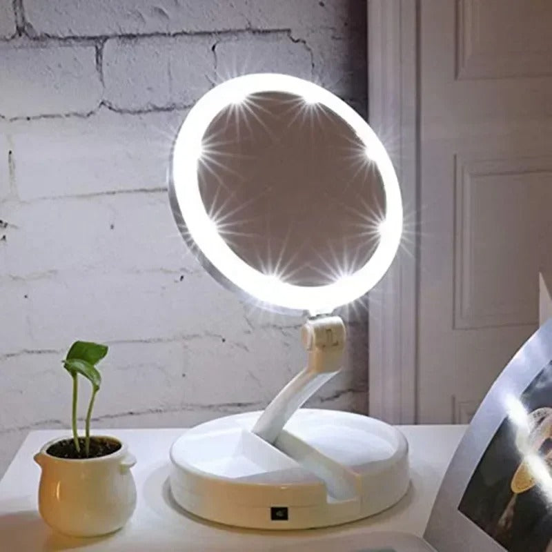LED tabletop mirror
