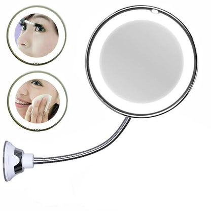LED makeup mirror with flexible arm