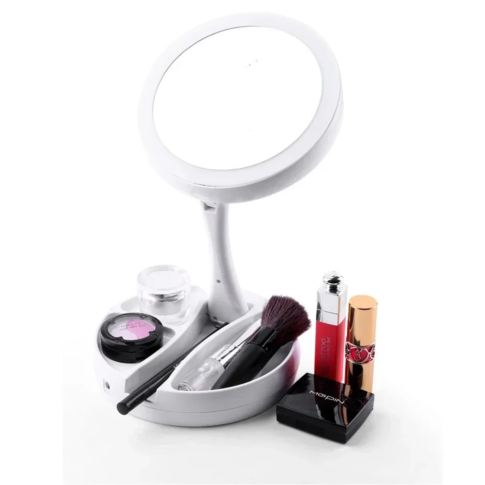 LED tabletop mirror