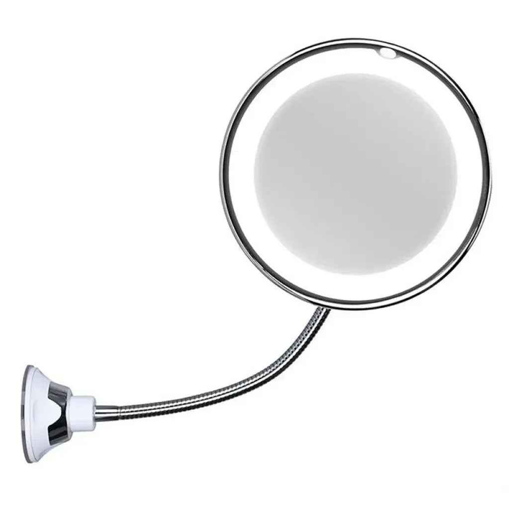 LED makeup mirror with flexible arm