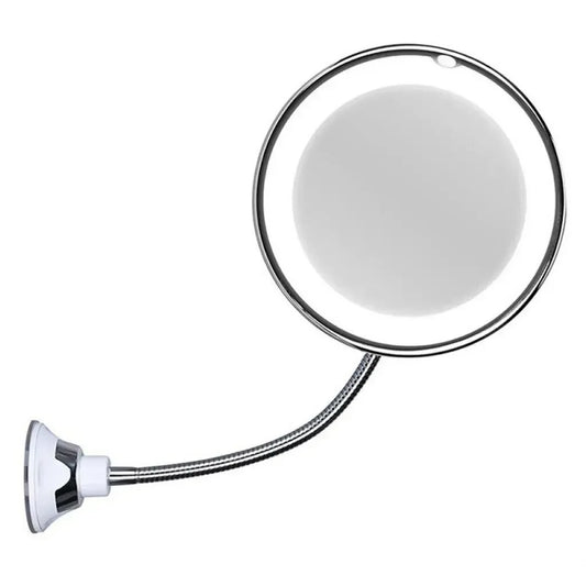 LED makeup mirror with flexible arm