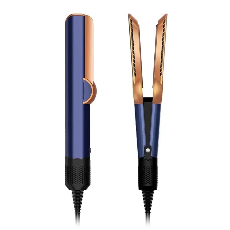 Hair straightening iron with plates