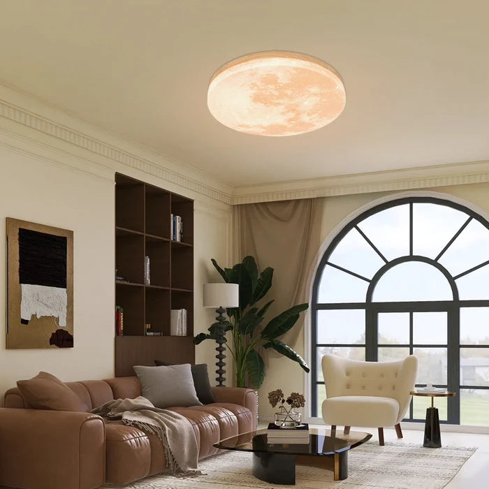 Minimalist round wood ceiling light