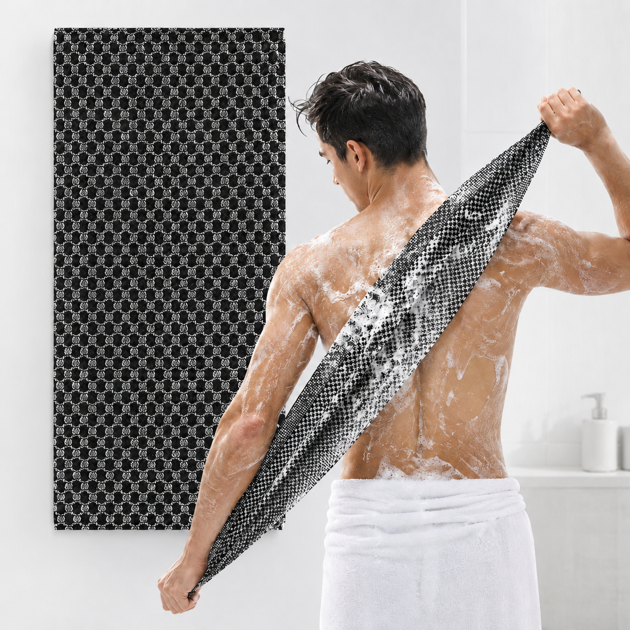 soft mesh shower towel