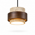 Stone and Wood Cylinder Pendant Light