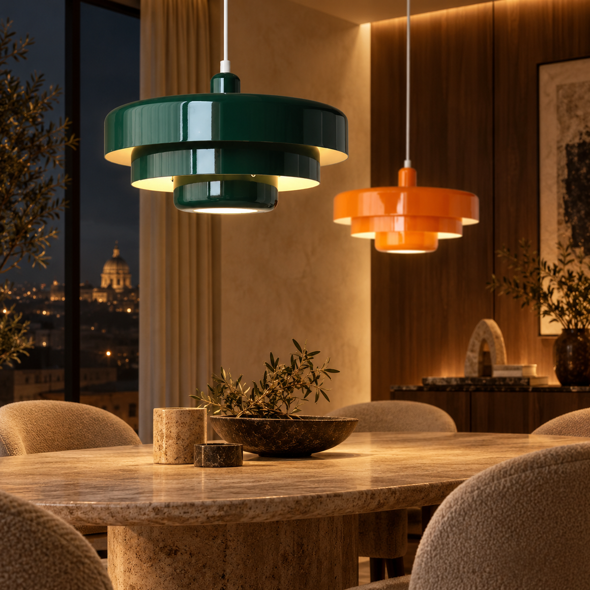 Tiered metal pendant light in Bauhaus style, 35cm