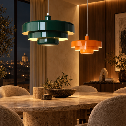 Tiered metal pendant light in Bauhaus style, 35cm