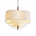 Wood and Fabric Pendant Light