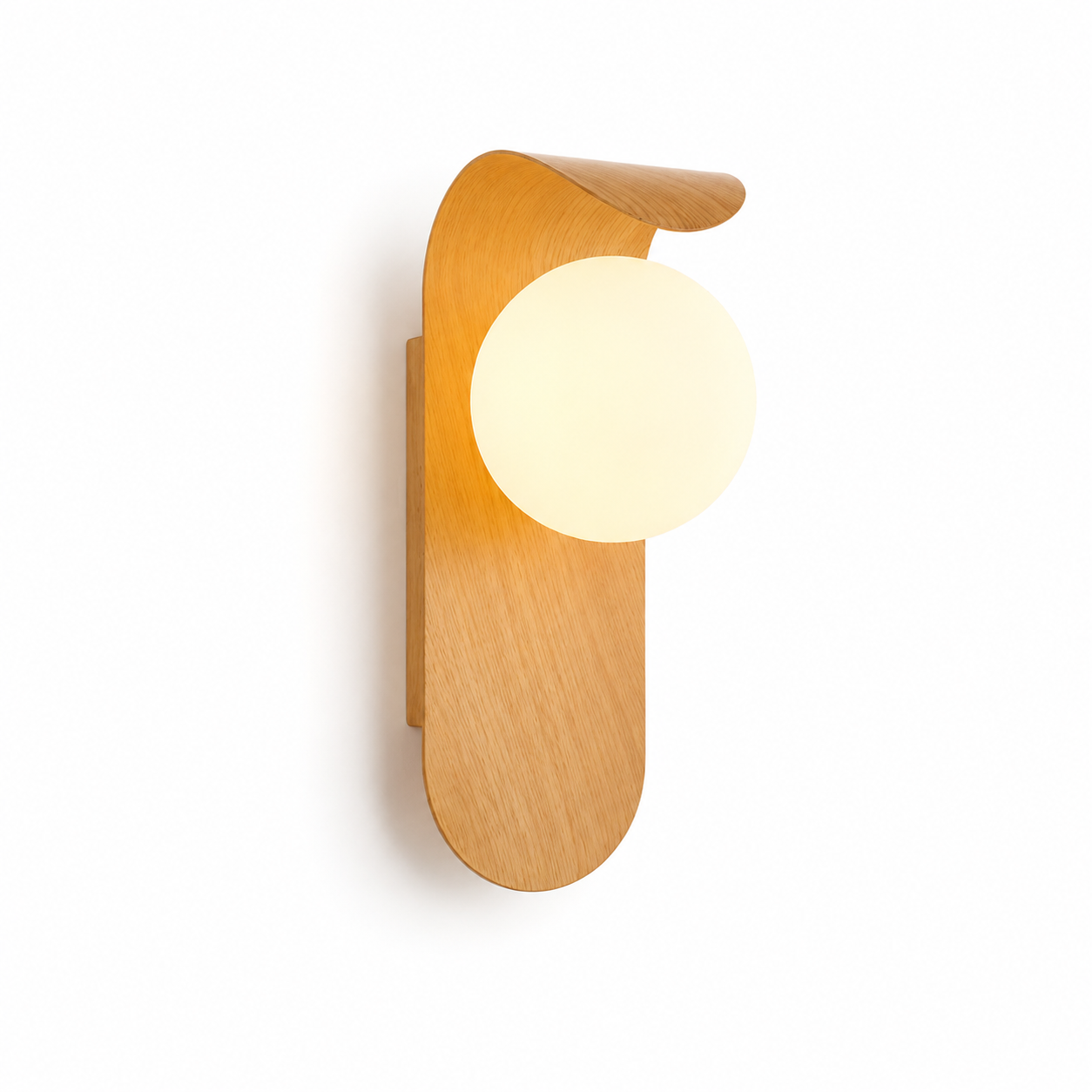 wood globe LED wall sconce
