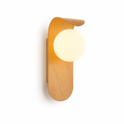wood globe LED wall sconce
